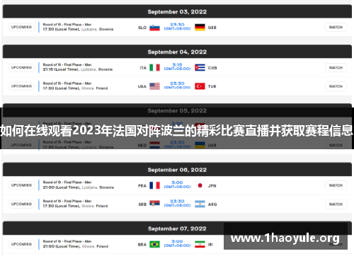 如何在线观看2023年法国对阵波兰的精彩比赛直播并获取赛程信息